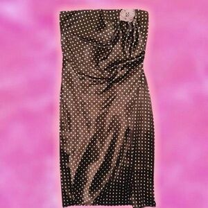 Shoshanna brown Strapless Polka Dot Cocktail Dress
